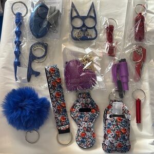 Floral and Blue Self-Defense Keychain Set.     (14 pieces)